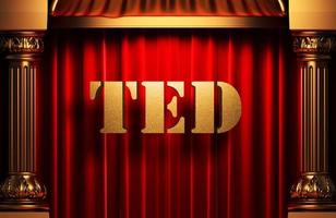 ted mot d'or sur le rideau rouge photo