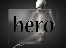 mot héros sur verre et squelette photo