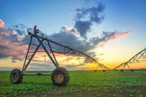 Système d'irrigation agricole automatisé au coucher du soleil