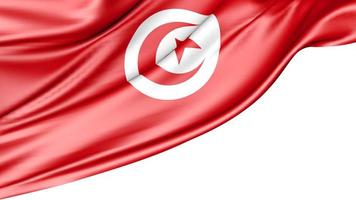 drapeau tunisien isolé sur fond blanc, illustration 3d photo