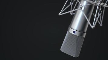microphone de studio à condensateur vocal sur fond noir isolé. rendu 3D photo
