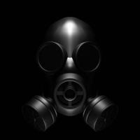 masque à gaz sur noir. illustration 3d photo