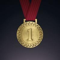 médaille d'or avec ruban. rendu 3D photo