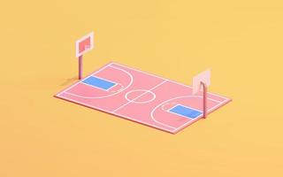 une illustration 3d d'un terrain de basket photo