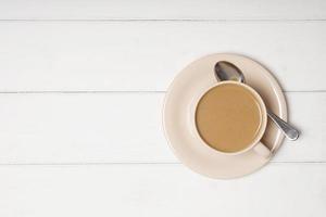 tasse de café au lait ou blanc plat photo