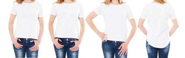 T-shirt femme vues avant et arrière isolé sur fond blanc - image recadrée photo