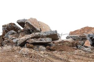 isoler des débris routiers en béton. photo