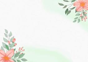 fond floral aquarelle avec pinceau et cadre floral pour bannière horizontale, toile de fond, invitation de mariage, carte de remerciement, papier peint photo