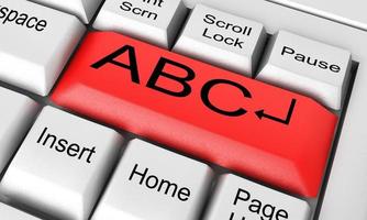 Mot abc sur clavier blanc photo