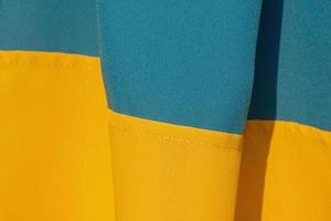 tissu bleu et jaune. photo macro de tissu.