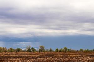 vues nuageuses sur les rizières arides. photo