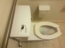 levier de chasse d'eau sur le côté du signe des toilettes dans la salle de bain ou les toilettes photo