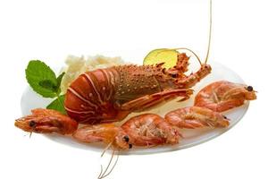 langouste, crevettes et riz photo