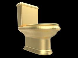illustration 3d de toilettes toilettes dorées photo