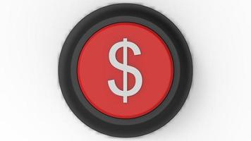 Bouton d'argent dollar rouge rendu 3d illustration isolé photo