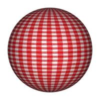 tissu rouge à carreaux sphère fond blanc photo