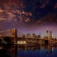 pont de brooklyn coucher de soleil new york manhattan