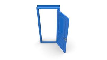 Ensemble de différentes portes bleues rendu 3d illustration isolé sur fond blanc photo