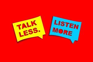parler moins et écouter plus de citation de lettre dans l'illustration de l'icône d'appel photo
