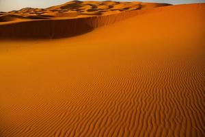 belles dunes de sable dans le désert du sahara au maroc. paysage en afrique dans le désert. photo