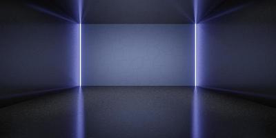 hexagone lumière laser salle fond néon technologie style sol et mur illustration 3d