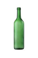 Bouteille de vin en verre vert vide isolé sur blanc