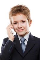 enfant garçon parler téléphone mobile photo