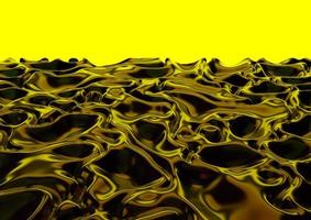 vagues d'eau noire abstraite liquide sur fond jaune photo