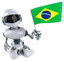 3d illustration du robot avec le drapeau du brésil à la main photo