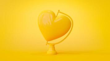 coeur jaune sur plate-forme tournante. sur fond jaune. photo