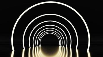 Rendu 3d, portail de cercle néon, lignes lumineuses, tunnel, couloir, réalité virtuelle, arrière-plan abstrait de la mode, néons, arche, spectacle laser photo