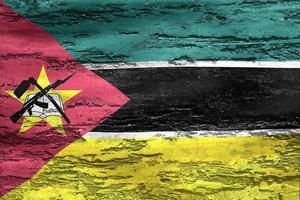 Illustration 3d d'un drapeau mozambicain - drapeau en tissu ondulant réaliste photo