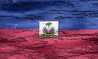 Illustration 3d d'un drapeau d'Haïti - drapeau en tissu ondulant réaliste photo