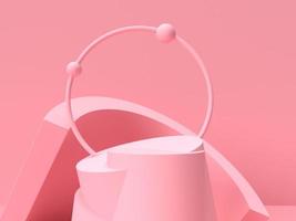 Rendu abstrait 3d.produits de beauté pour maquette d'emballage cosmétique et soin de la peau conception minimale sur fond pastel rose photo