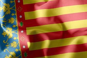 Le drapeau d'illustration 3d de la communauté valencienne est une région d'espagne photo