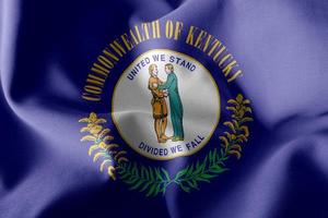 Le drapeau d'illustration 3d du kentucky est une région des états-unis. w photo