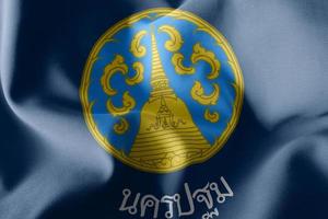 Le drapeau d'illustration 3d de nakhon pathom est une province de thaïlande. photo