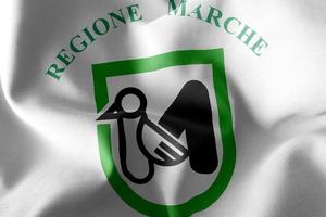 Le drapeau d'illustration 3d de Marche est une région d'Italie. photo