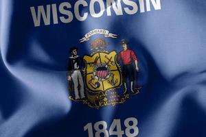 Le drapeau d'illustration 3d du wisconsin est une région des états-unis. photo