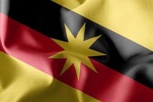 Le drapeau d'illustration 3d du sarawak est un état de la malaisie photo