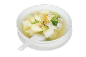 cuisine thaïlandaise, soupe de tofu avec légumes et porc. photo