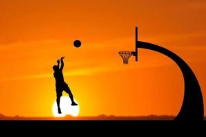 basketteur, silhouette, sauter photo