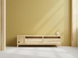meuble minimal simple pour maquette de mur intérieur jaune tv.