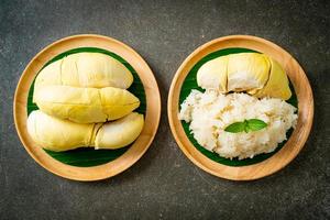 riz gluant durian sur assiette photo