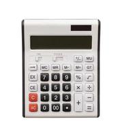 vieille calculatrice isolée sur fond blanc. une calculatrice d'occasion. photo