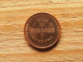 Monnaie de la Suède, 1 pièce de monnaie couronne inversée photo
