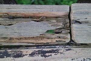 chaise en bois patiné et perforé photo