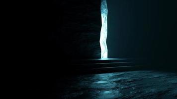 rendu 3d de la grotte de nuit bleu foncé, arrière-plan abstrait vide. photo