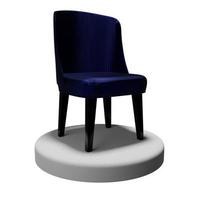 illustration 3d une chaise bleue sur socle sur un fond blanc isolé. photo