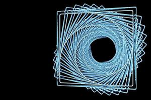 Cube d'éclairage bleu illustration 3d sur fond noir isolé photo